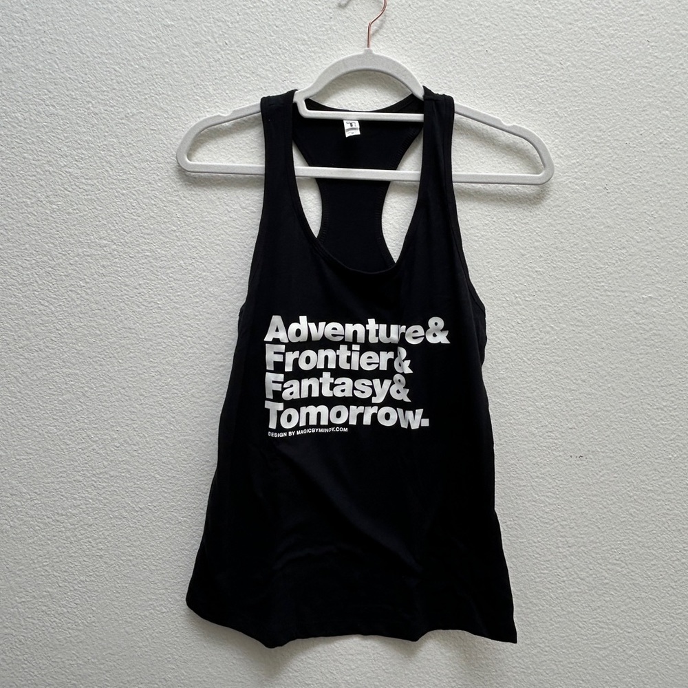 Disneyland Racerback Black Tank Top - Adventure & Frontier Print